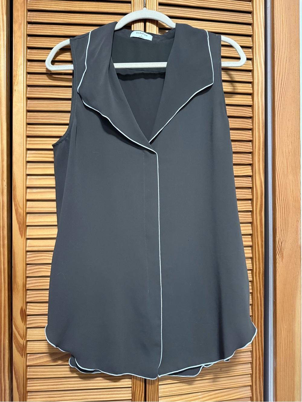 Babaton green Sleeveless Top with White Piping